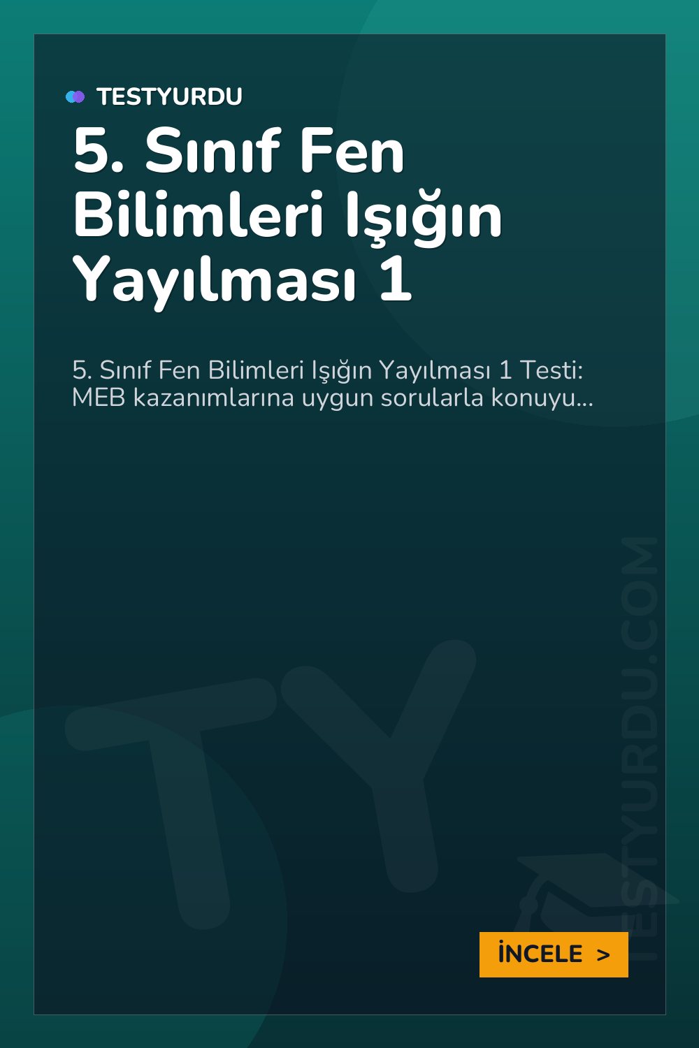 5. Sınıf Fen Bilimleri Işığın Yayılması 1