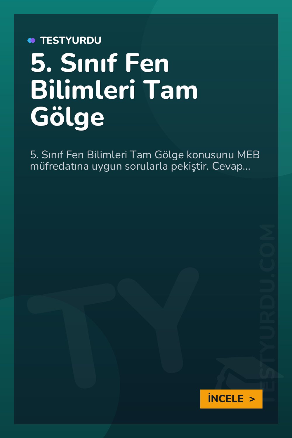5. Sınıf Fen Bilimleri Tam Gölge