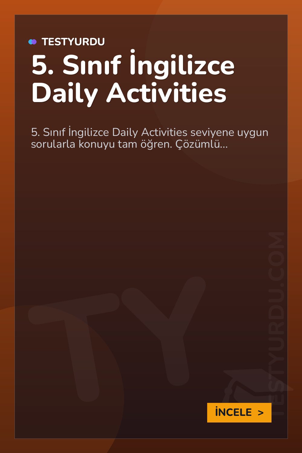 5. Sınıf İngilizce Daily Activities