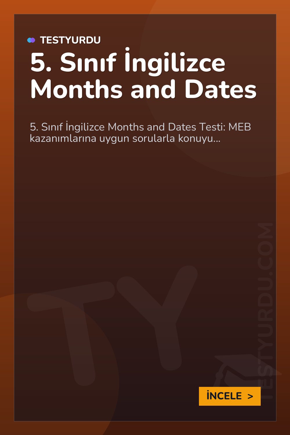 5. Sınıf İngilizce Months and Dates