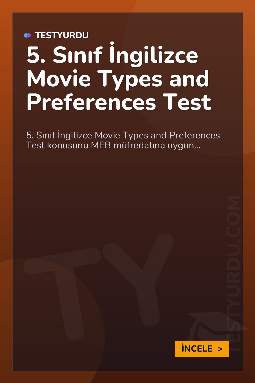 5. Sınıf İngilizce Movie Types and Preferences Test