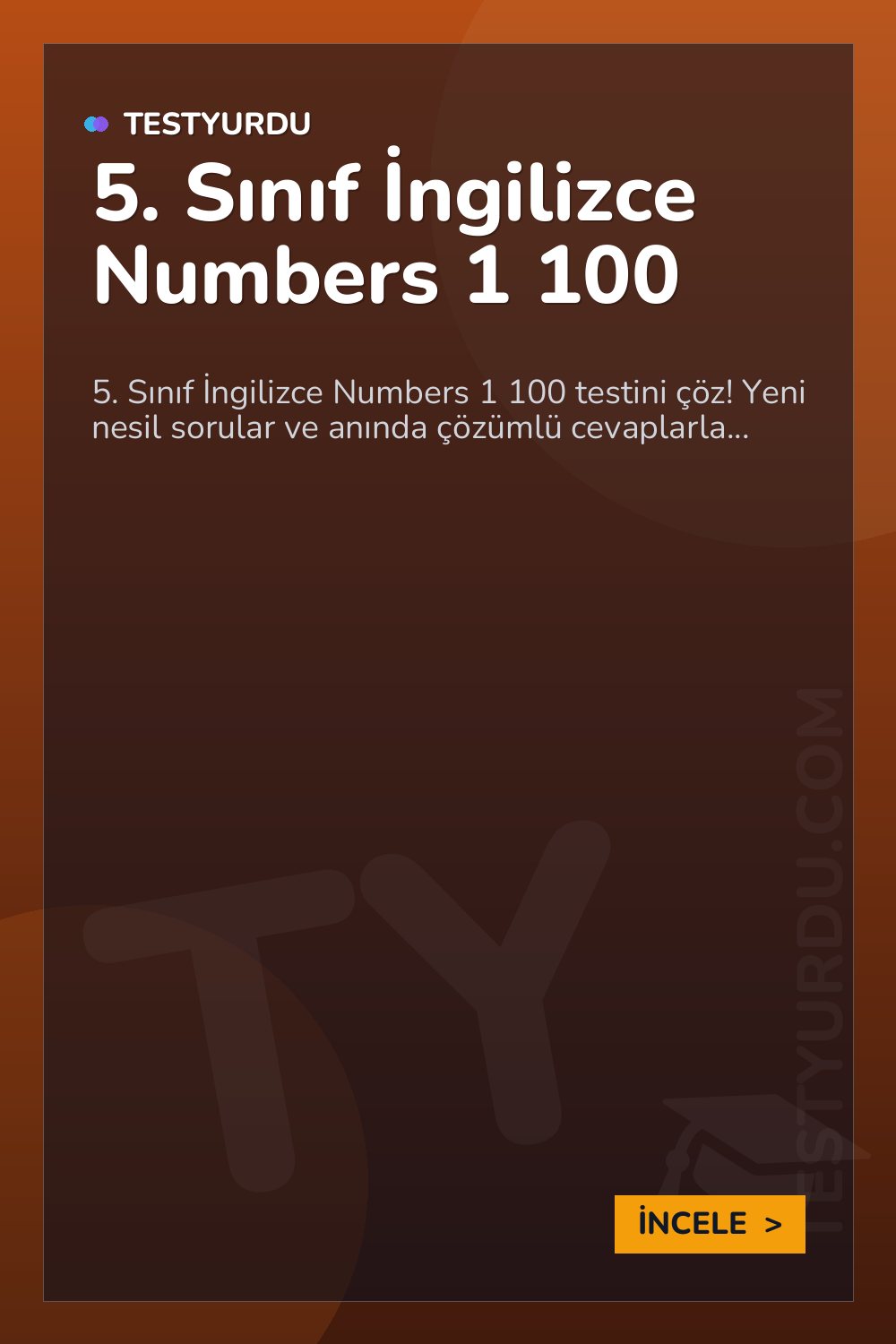 5. Sınıf İngilizce Numbers 1 100