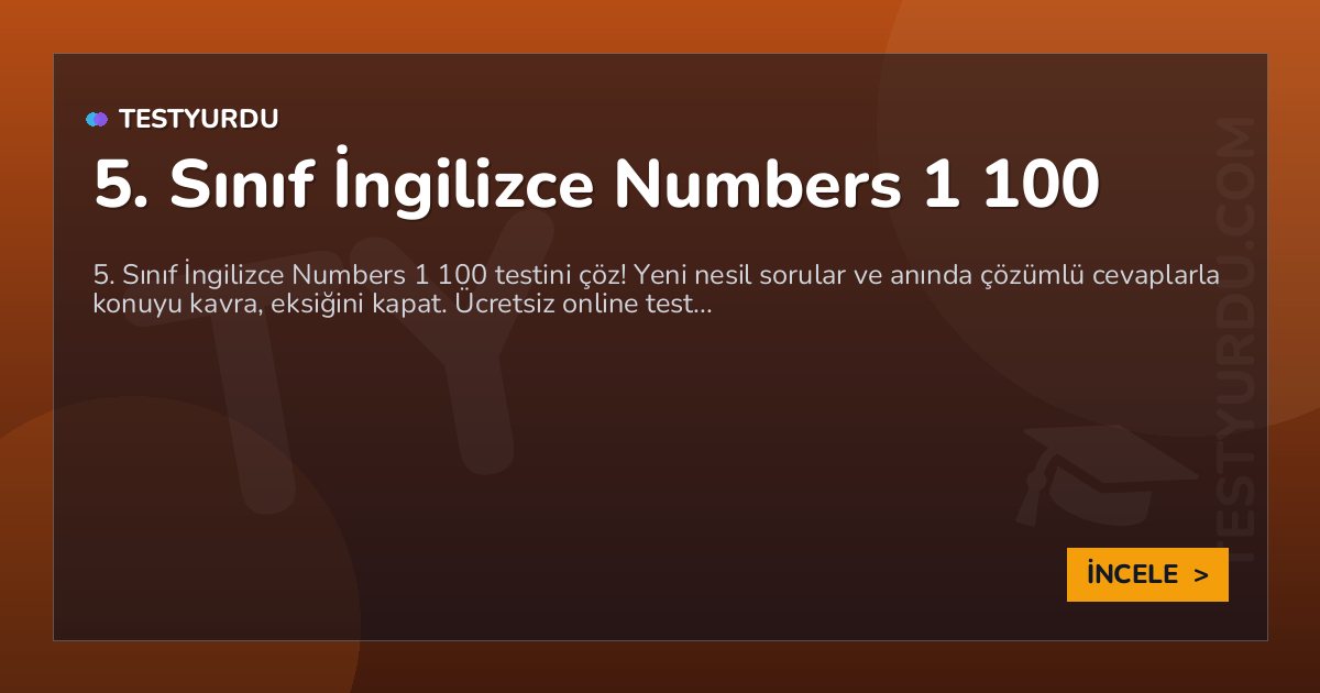 5. Sınıf İngilizce Numbers 1 100 2 5. Sınıf İngilizce Numbers 1 100