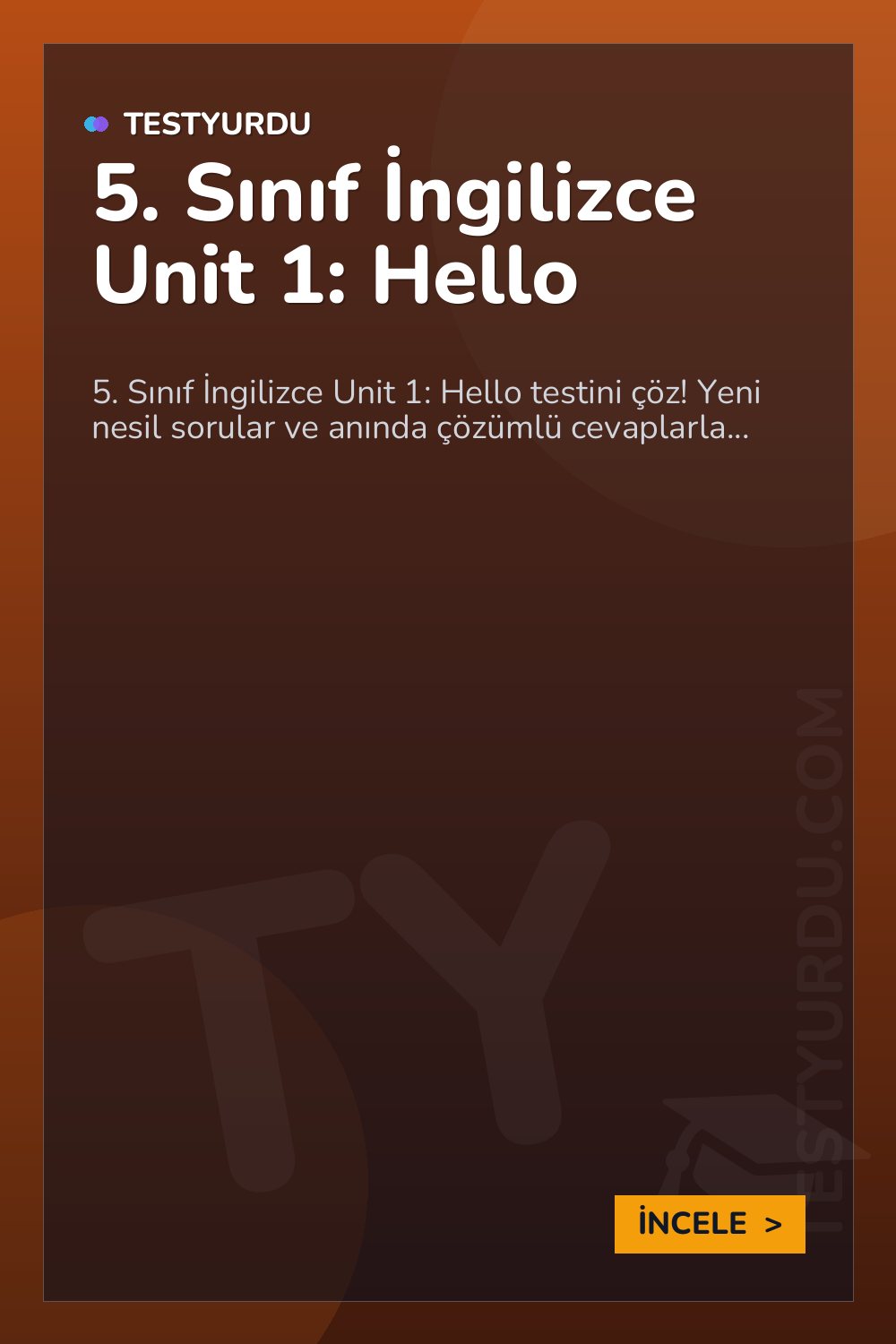 5. Sınıf İngilizce Unit 1: Hello
