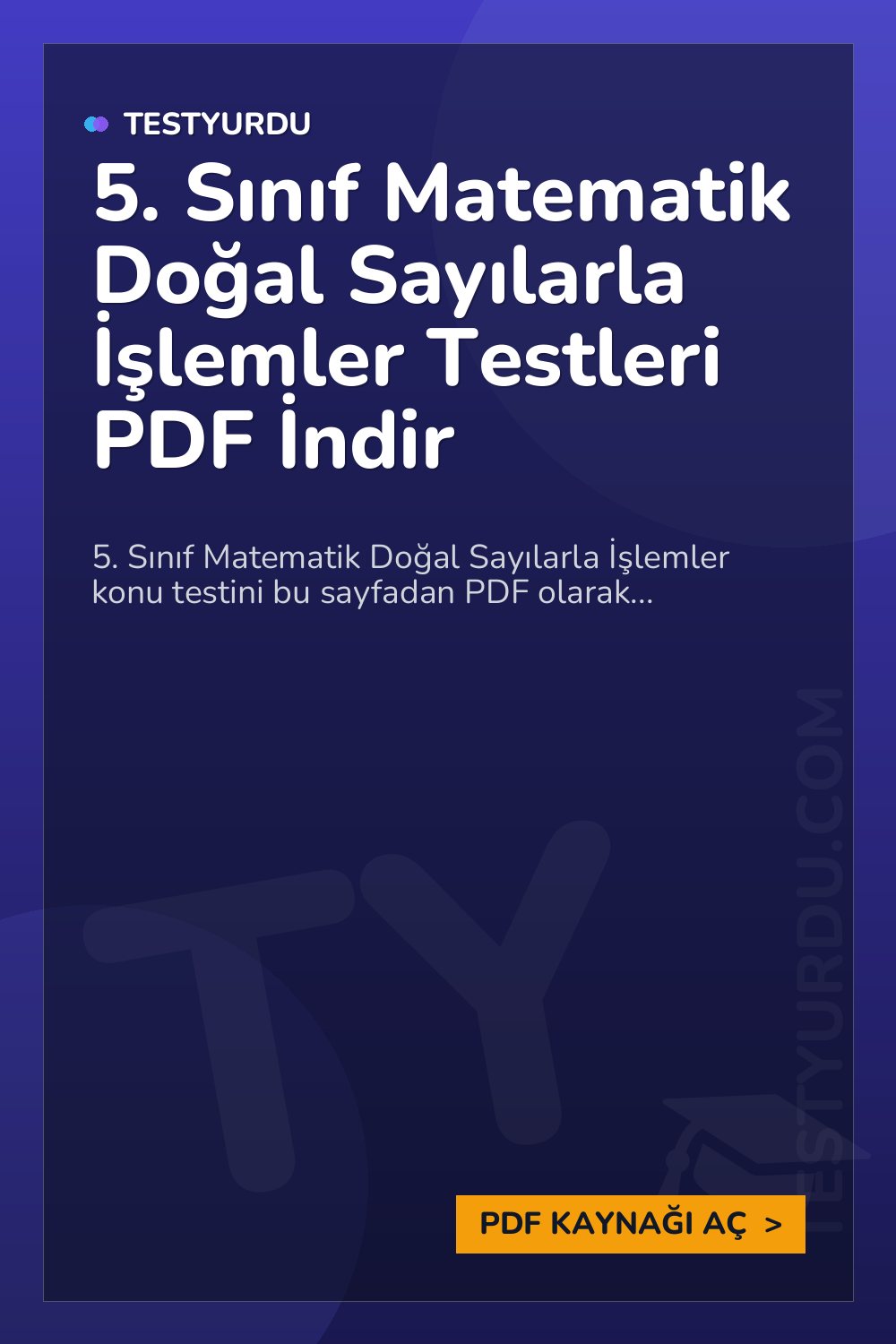5. Sınıf Matematik Doğal Sayılarla İşlemler Testleri PDF İndir