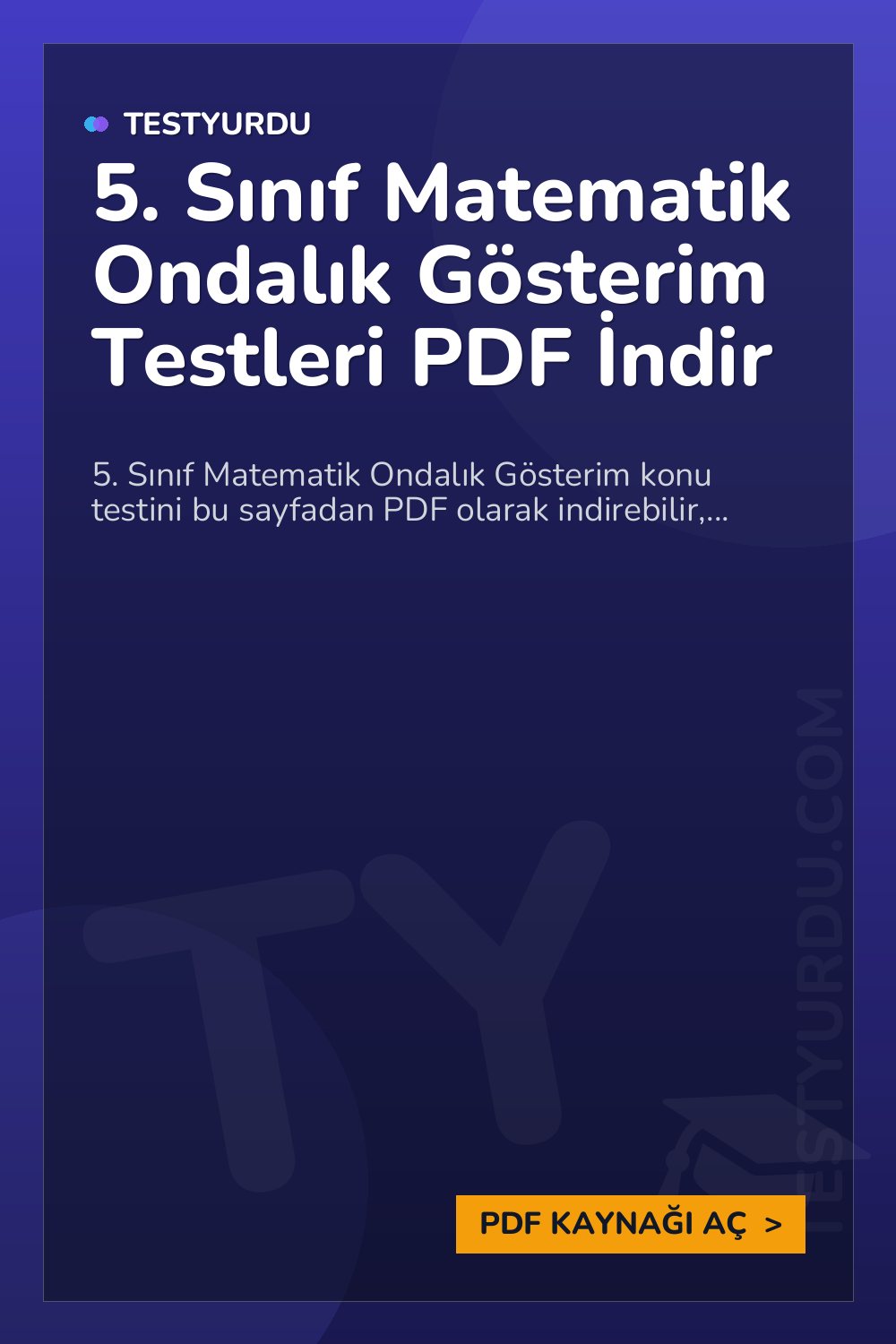 5. Sınıf Matematik Ondalık Gösterim Testleri PDF İndir