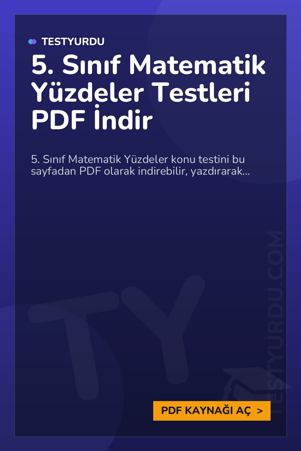5. Sınıf Matematik Yüzdeler Testleri PDF İndir