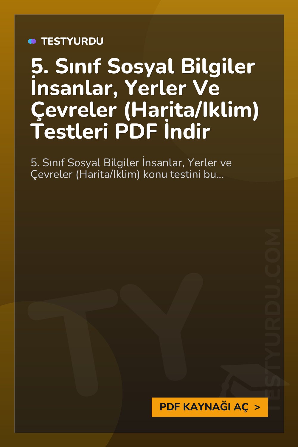 5. Sınıf Sosyal Bilgiler İnsanlar, Yerler Ve Çevreler (Harita/Iklim) Testleri PDF İndir
