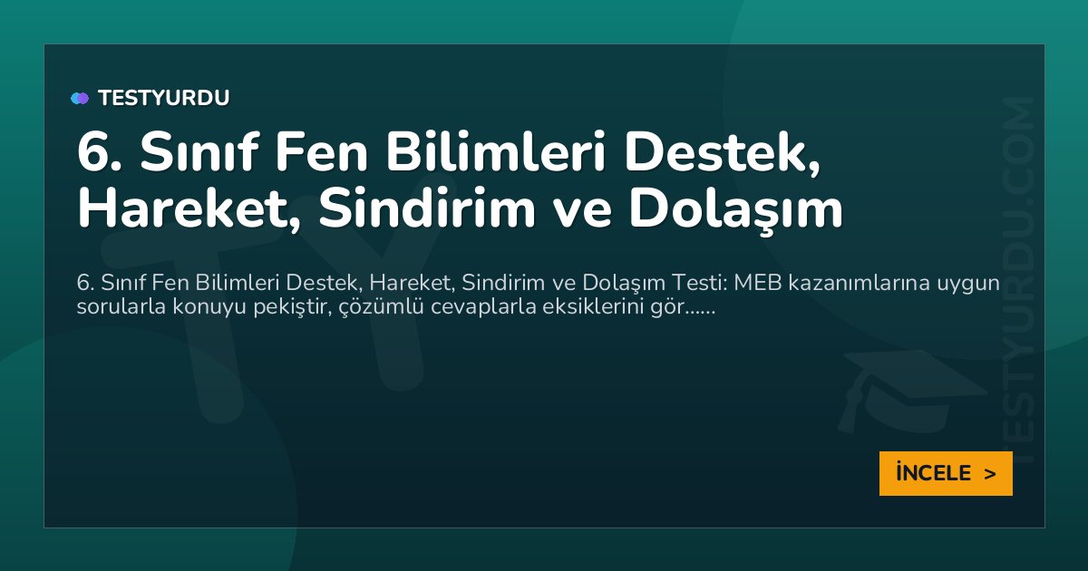 6. Sınıf Fen Bilimleri Destek, Hareket, Sindirim ve Dolaşım 2 6. Sınıf Fen Bilimleri Destek, Hareket, Sindirim ve Dolaşım