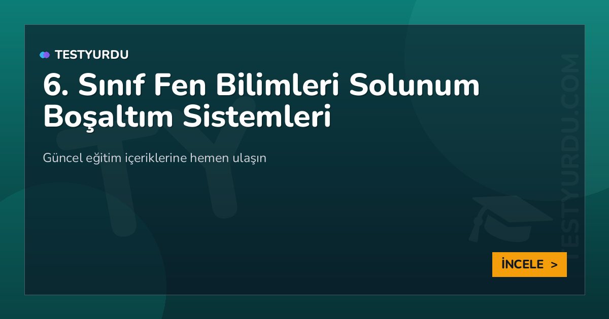 6. Sınıf Fen Bilimleri Solunum Boşaltım Sistemleri