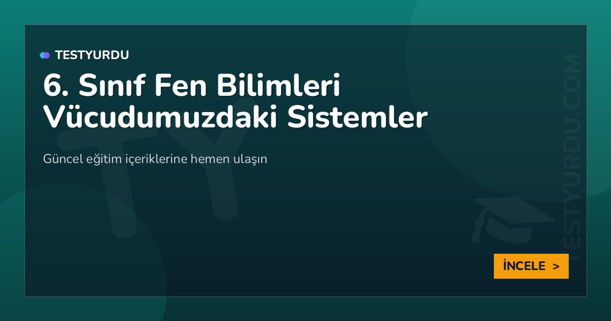 6. Sınıf Fen Bilimleri Vücudumuzdaki Sistemler