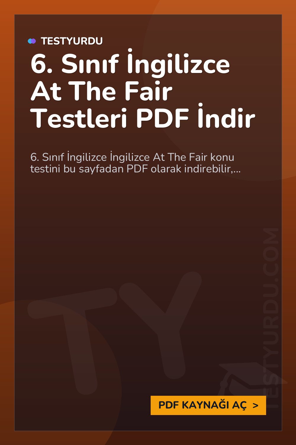6. Sınıf İngilizce At The Fair Testleri PDF İndir