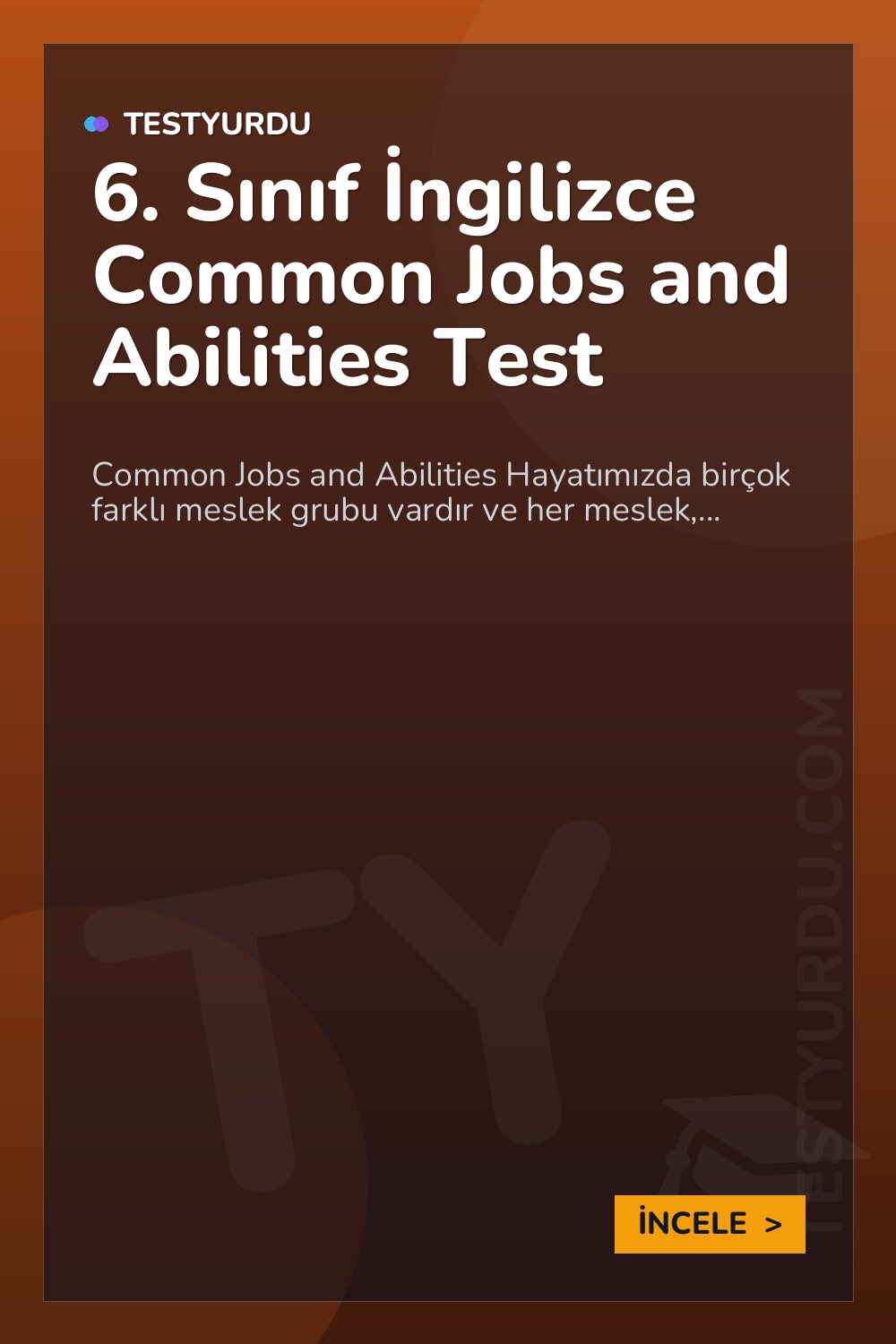 6. Sınıf İngilizce Common Jobs and Abilities Test