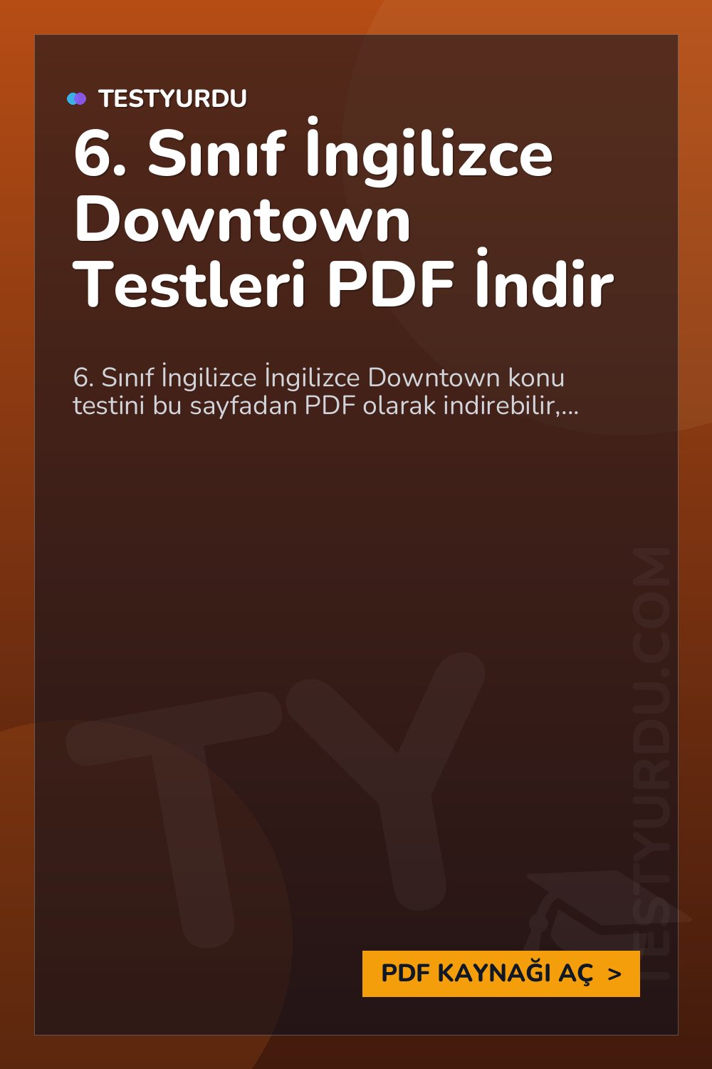 6. Sınıf İngilizce Downtown Testleri PDF İndir
