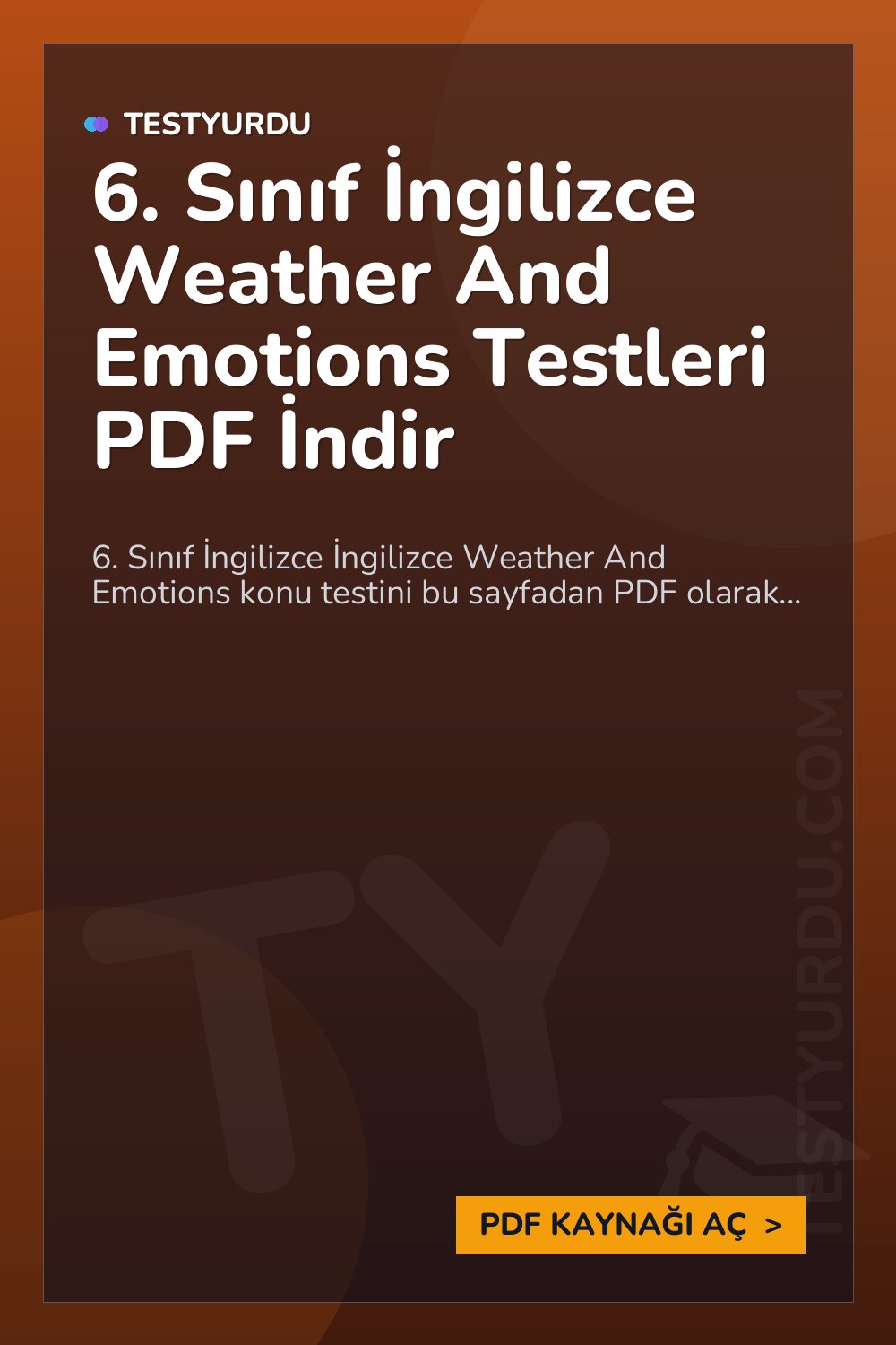 6. Sınıf İngilizce Weather And Emotions Testleri PDF İndir