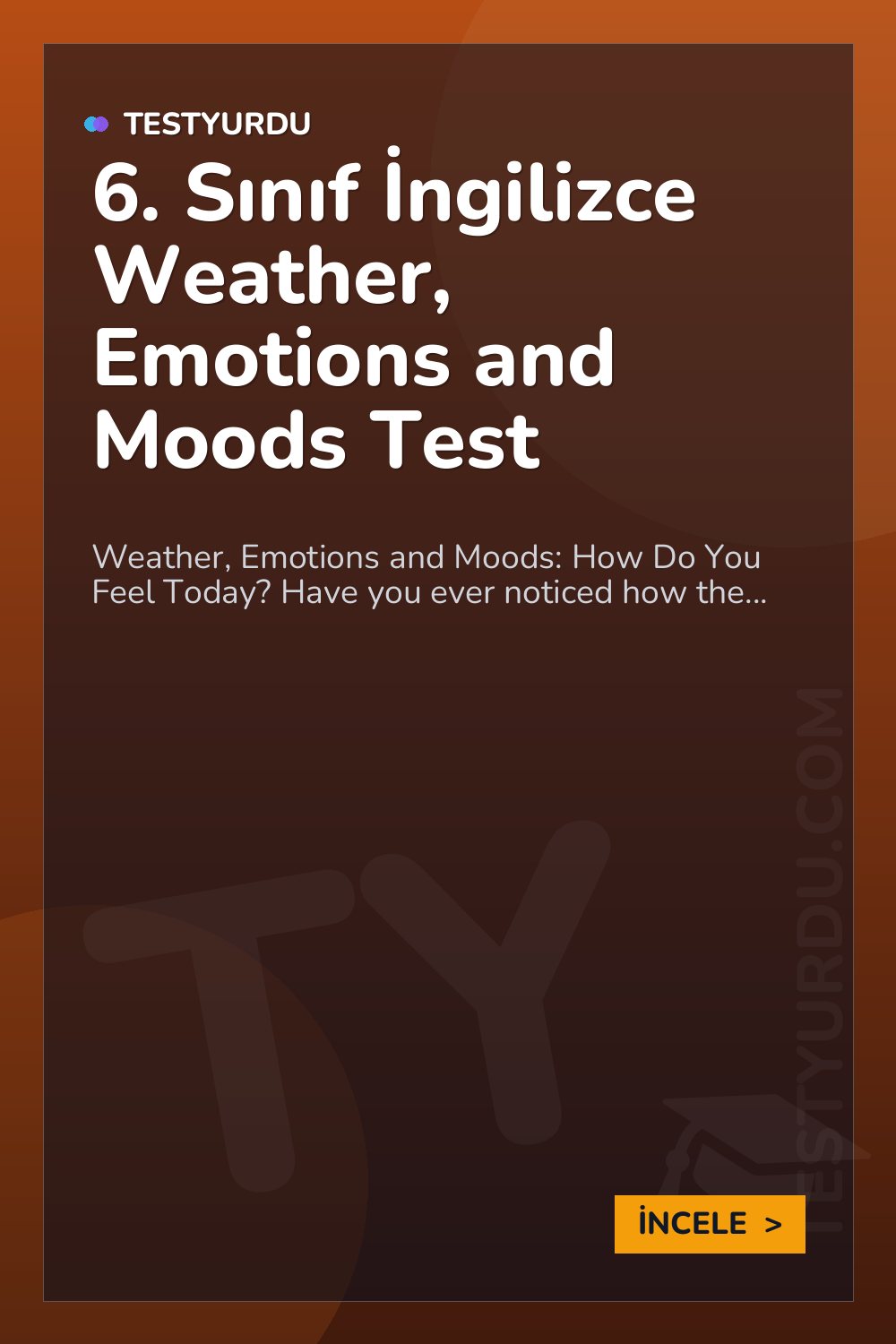 6. Sınıf İngilizce Weather, Emotions and Moods Test