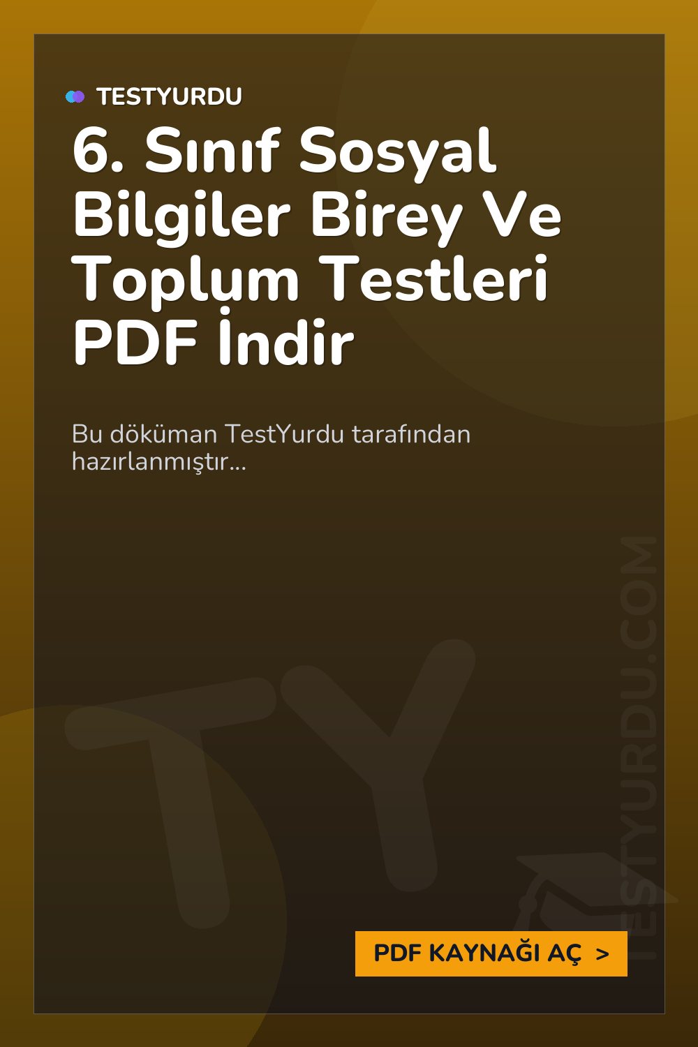 6. Sınıf Sosyal Bilgiler Birey Ve Toplum Testleri PDF İndir