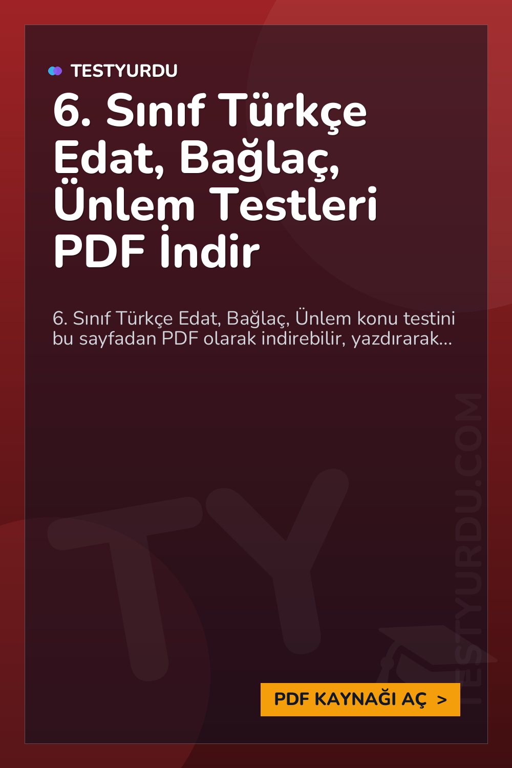 6. Sınıf Türkçe Edat, Bağlaç, Ünlem Testleri PDF İndir