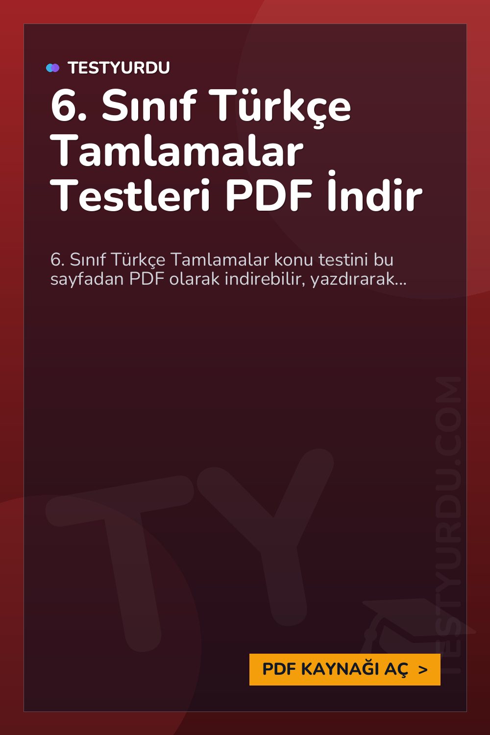6. Sınıf Türkçe Tamlamalar Testleri PDF İndir