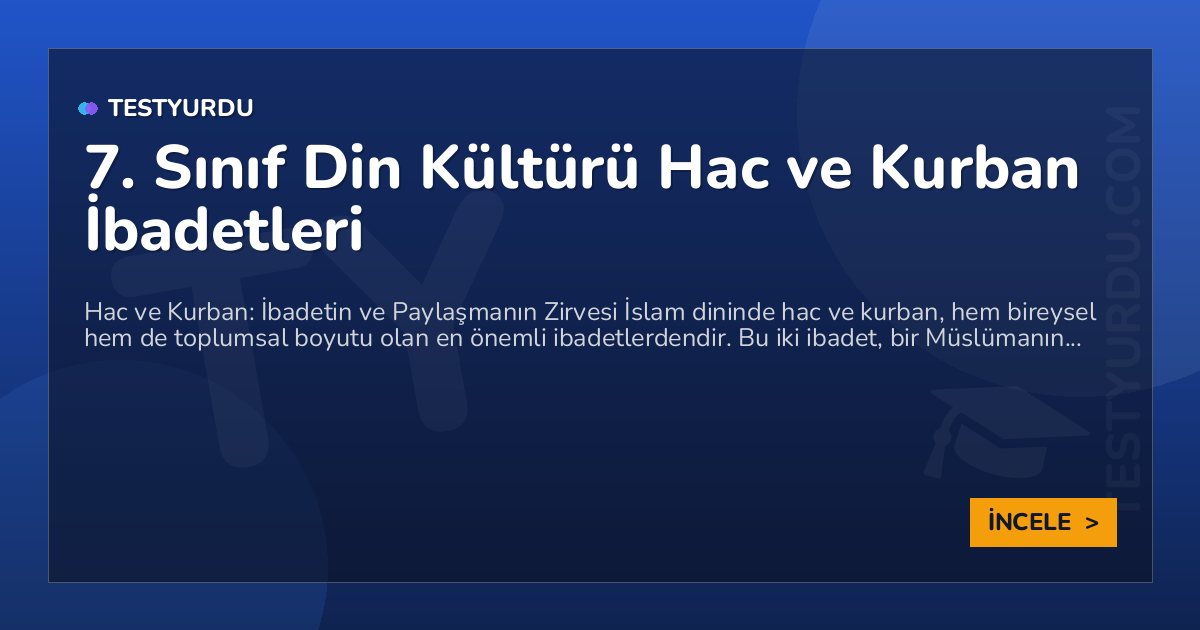 7. Sınıf Din Kültürü Hac ve Kurban İbadetleri 1 7. Sınıf Din Kültürü Hac ve Kurban İbadetleri