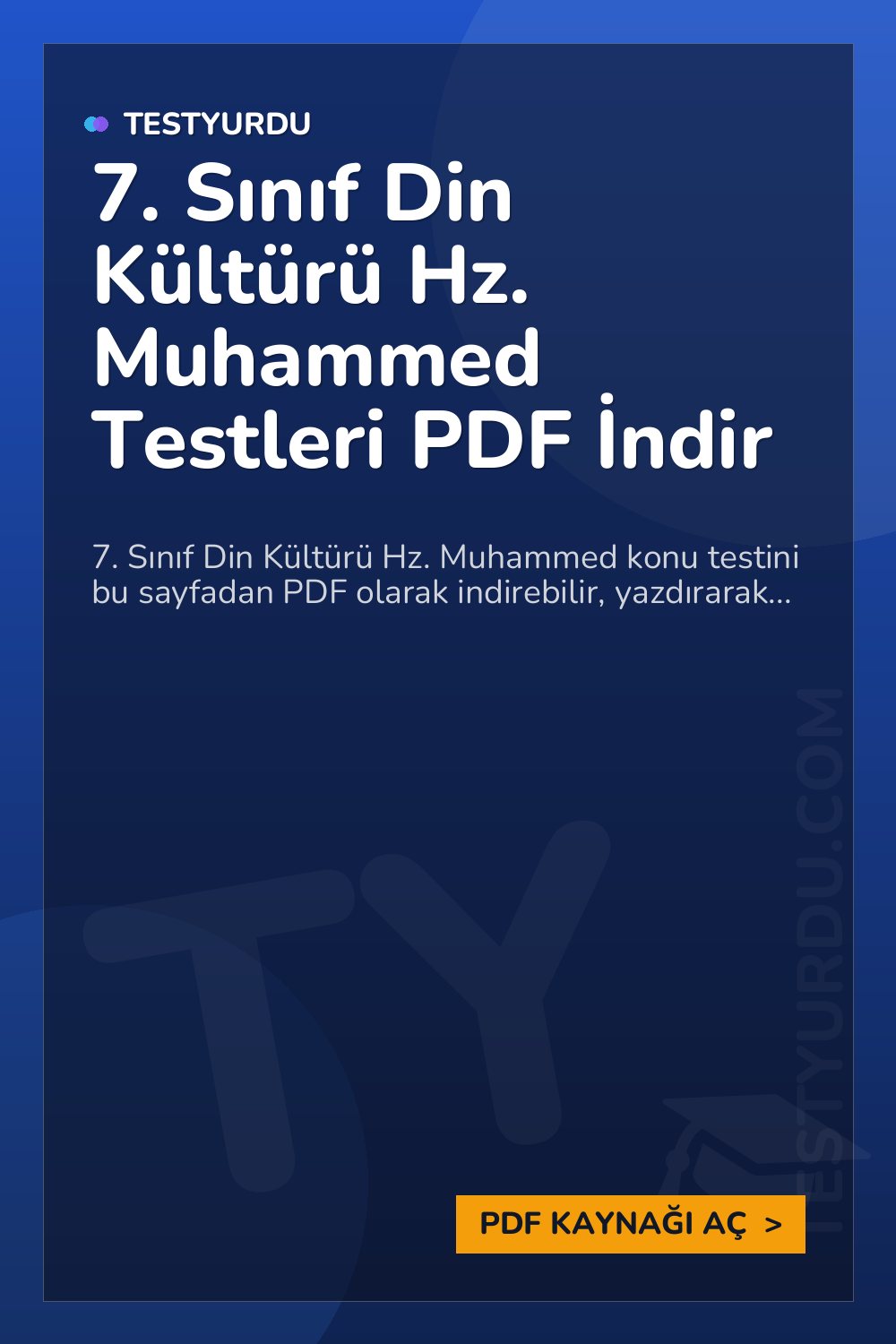 7. Sınıf Din Kültürü Hz. Muhammed Testleri PDF İndir