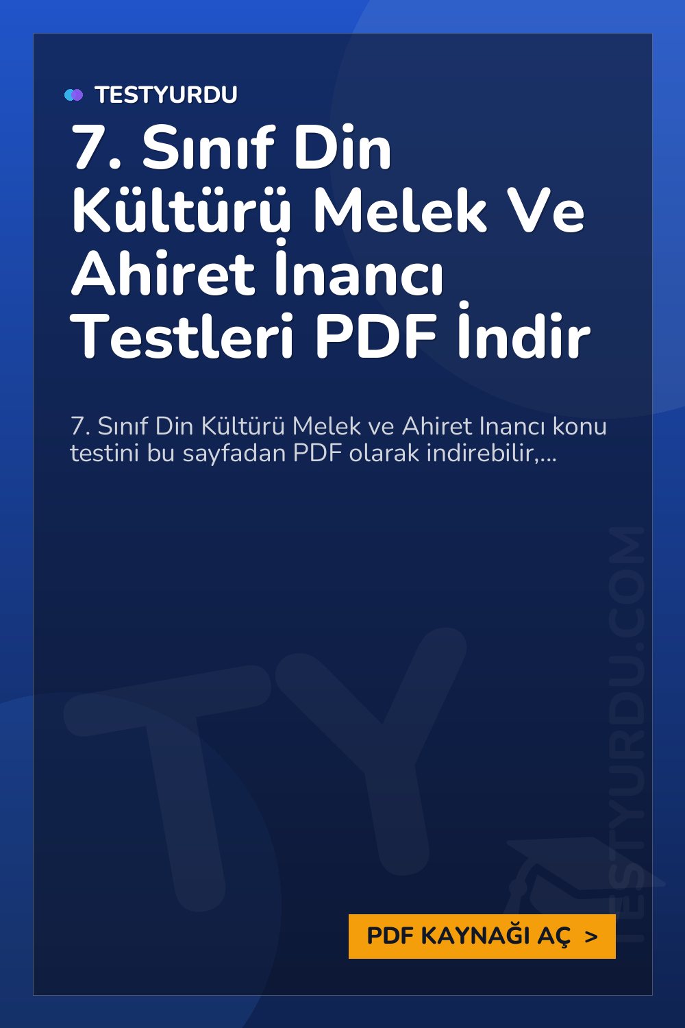 7. Sınıf Din Kültürü Melek Ve Ahiret İnancı Testleri PDF İndir