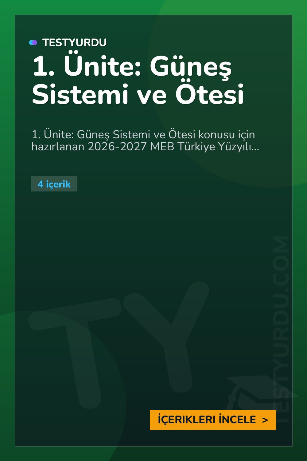 1. Ünite: Güneş Sistemi ve Ötesi