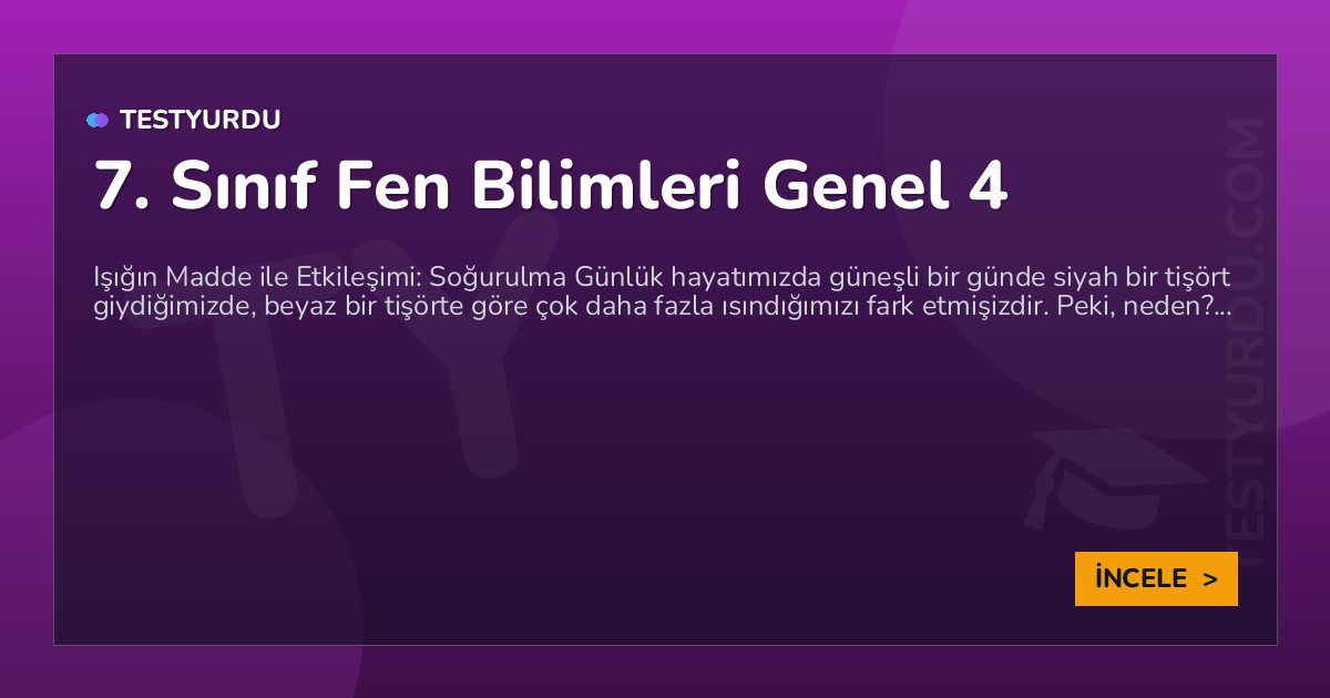 7. Sınıf Fen Bilimleri Genel 4