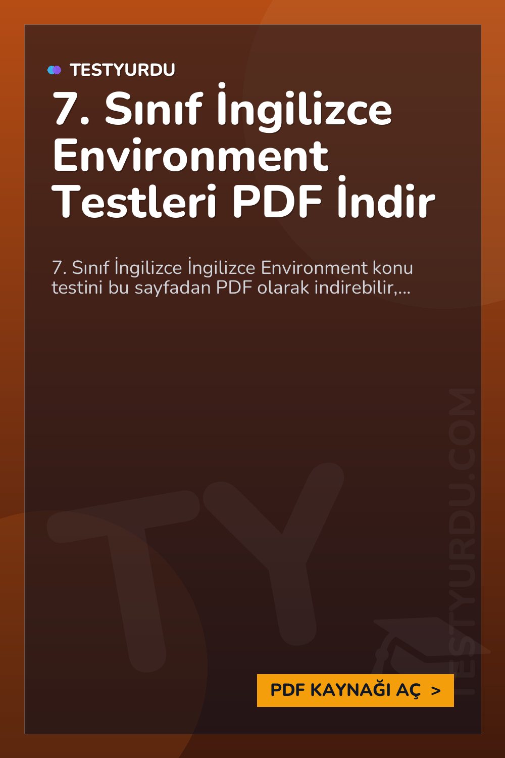 7. Sınıf İngilizce Environment Testleri PDF İndir