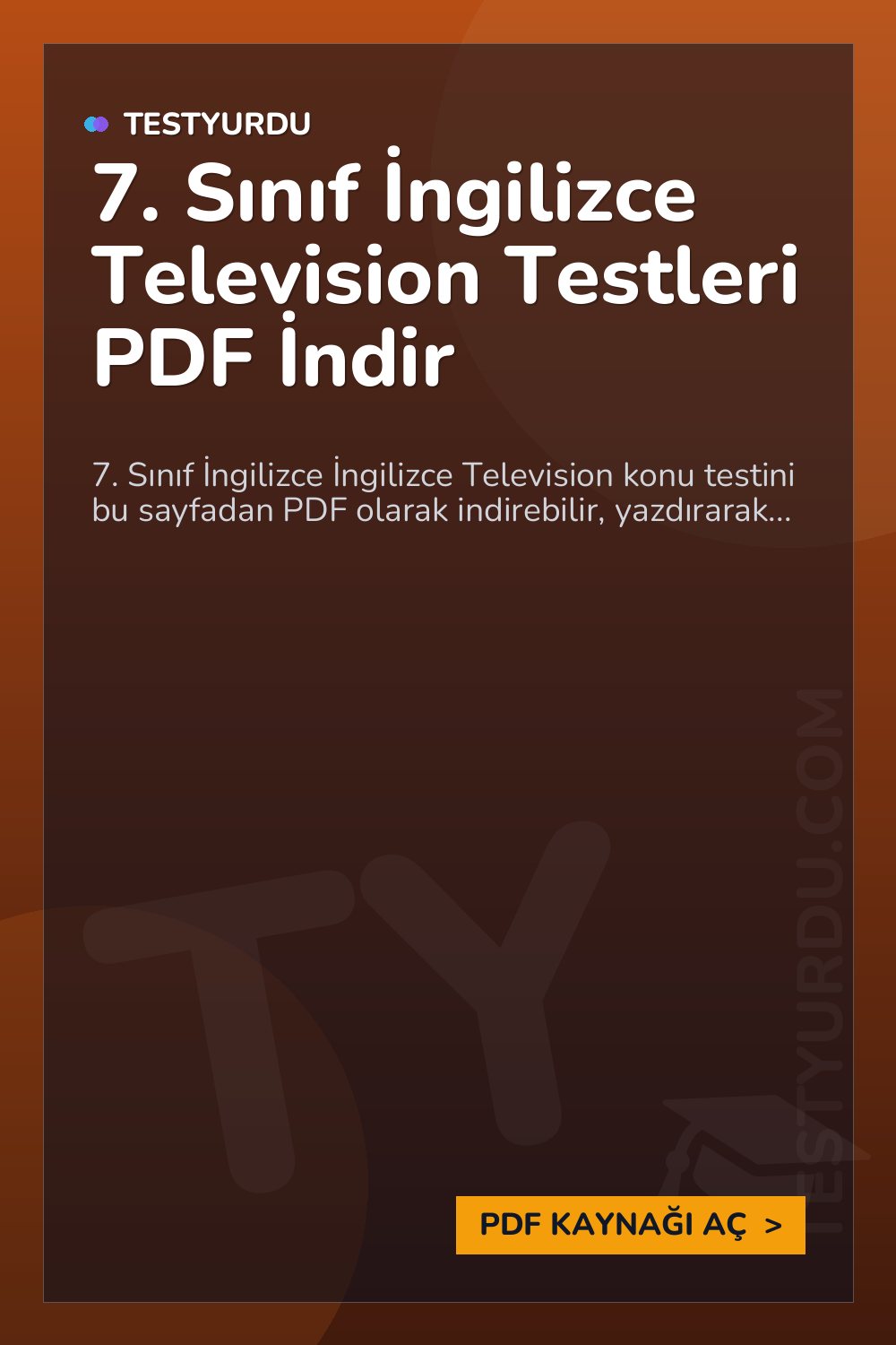 7. Sınıf İngilizce Television Testleri PDF İndir