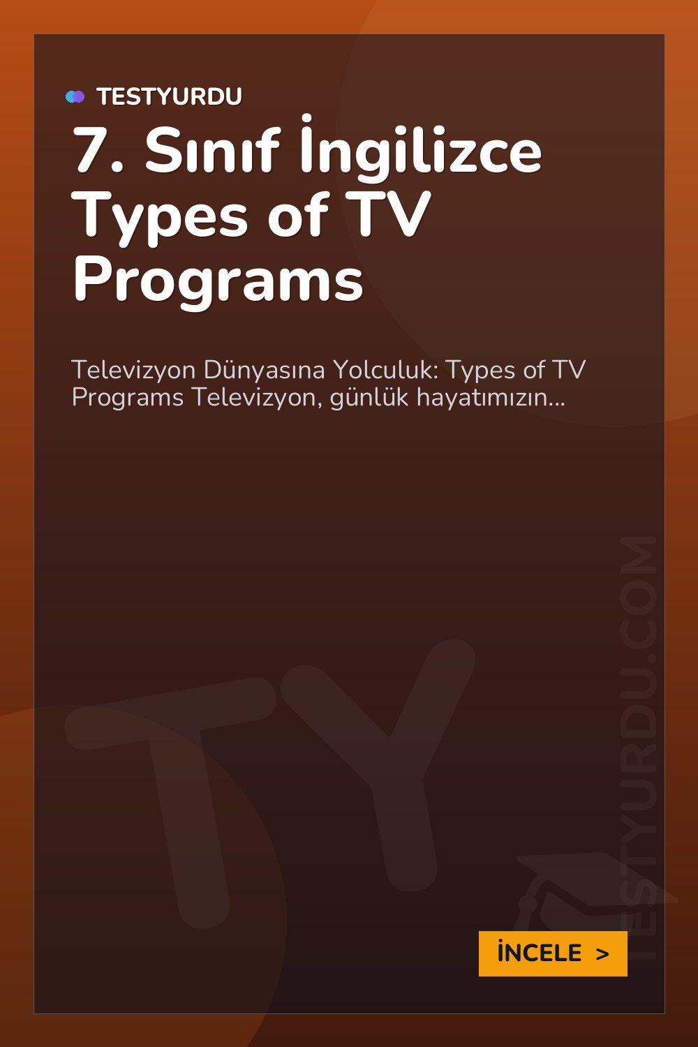 7. Sınıf İngilizce Types of TV Programs