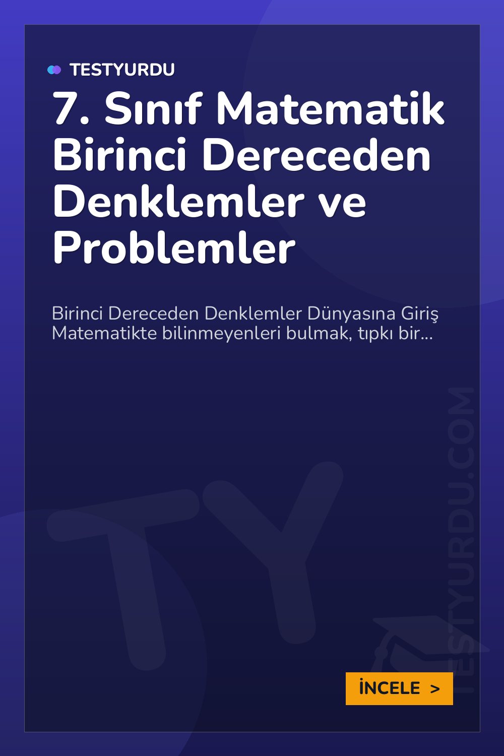 7. Sınıf Matematik Birinci Dereceden Denklemler ve Problemler
