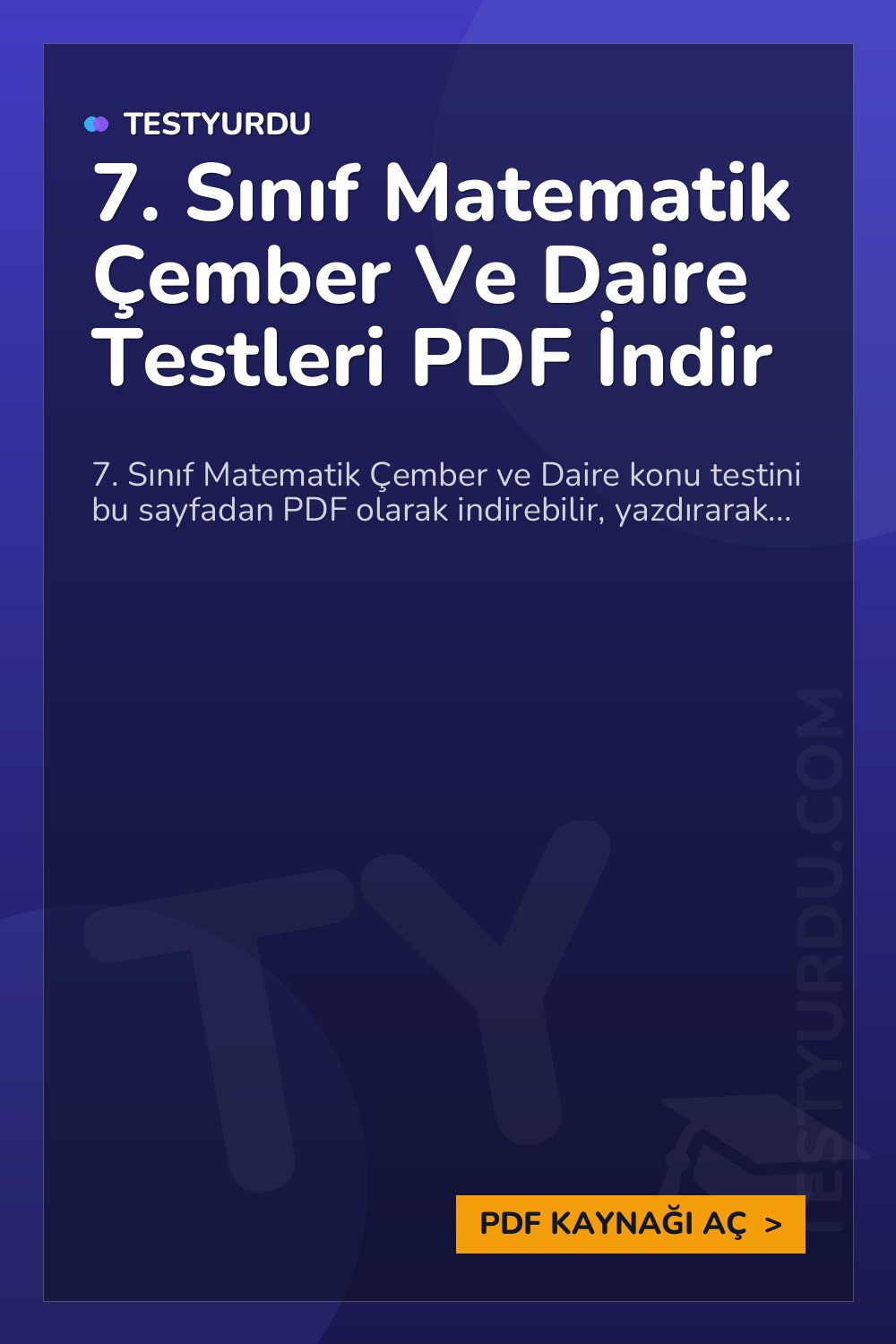 7. Sınıf Matematik Çember Ve Daire Testleri PDF İndir