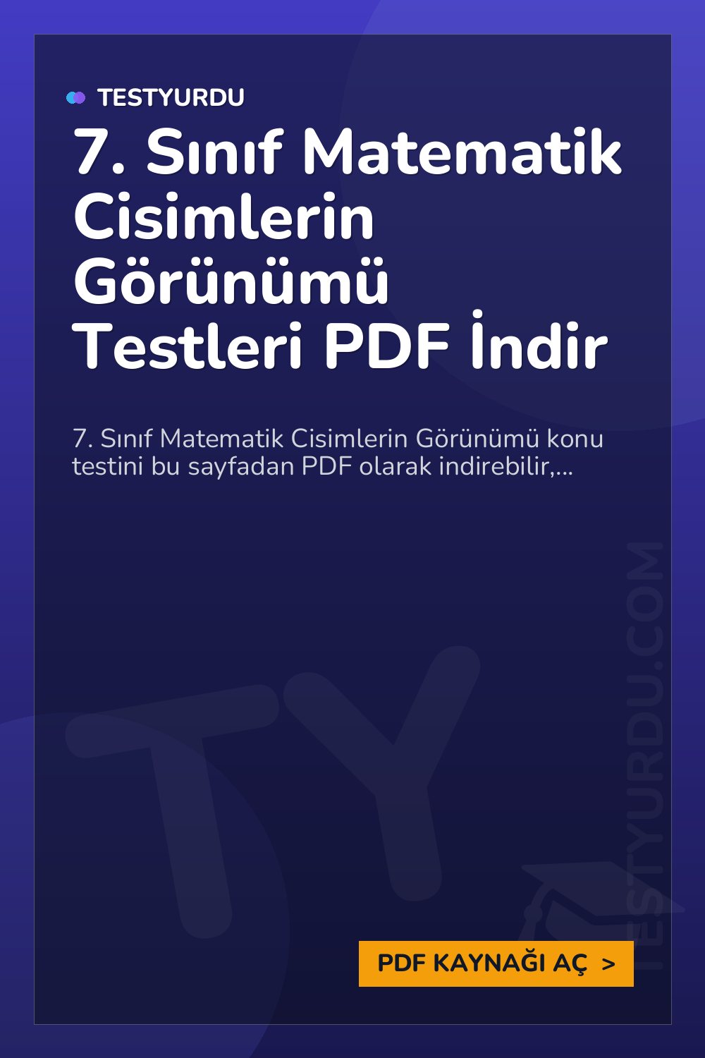 7. Sınıf Matematik Cisimlerin Görünümü Testleri PDF İndir