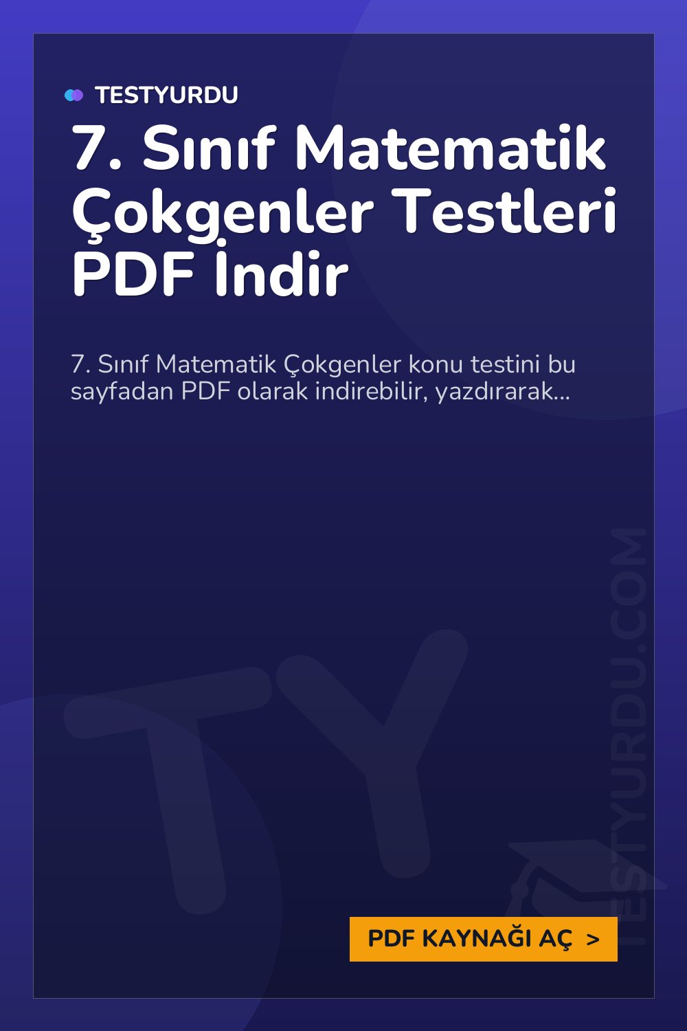 7. Sınıf Matematik Çokgenler Testleri PDF İndir