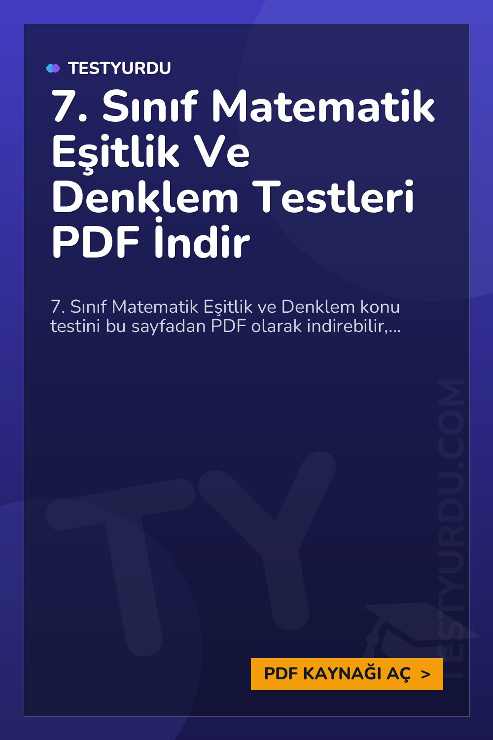 7. Sınıf Matematik Eşitlik Ve Denklem Testleri PDF İndir