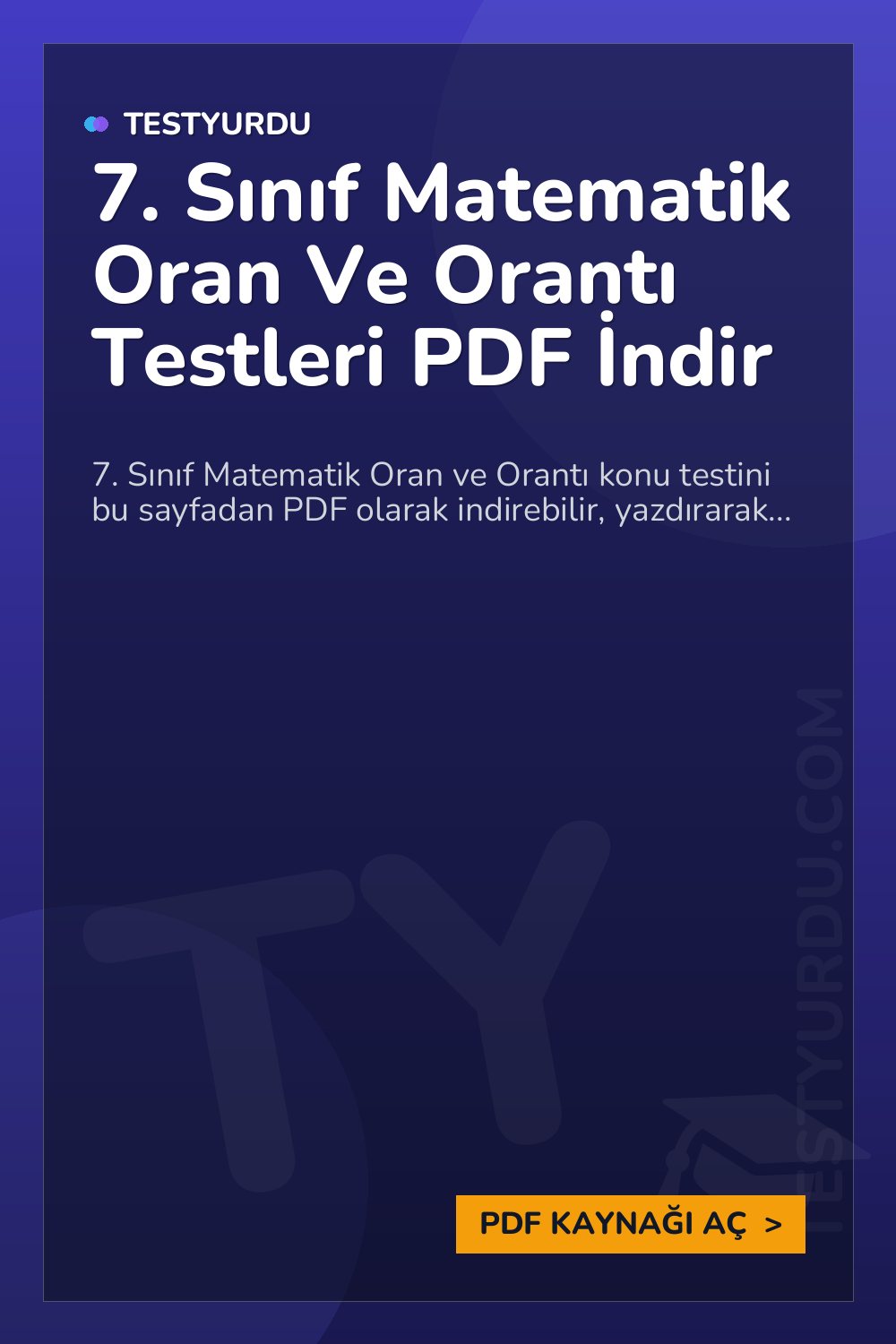 7. Sınıf Matematik Oran Ve Orantı Testleri PDF İndir