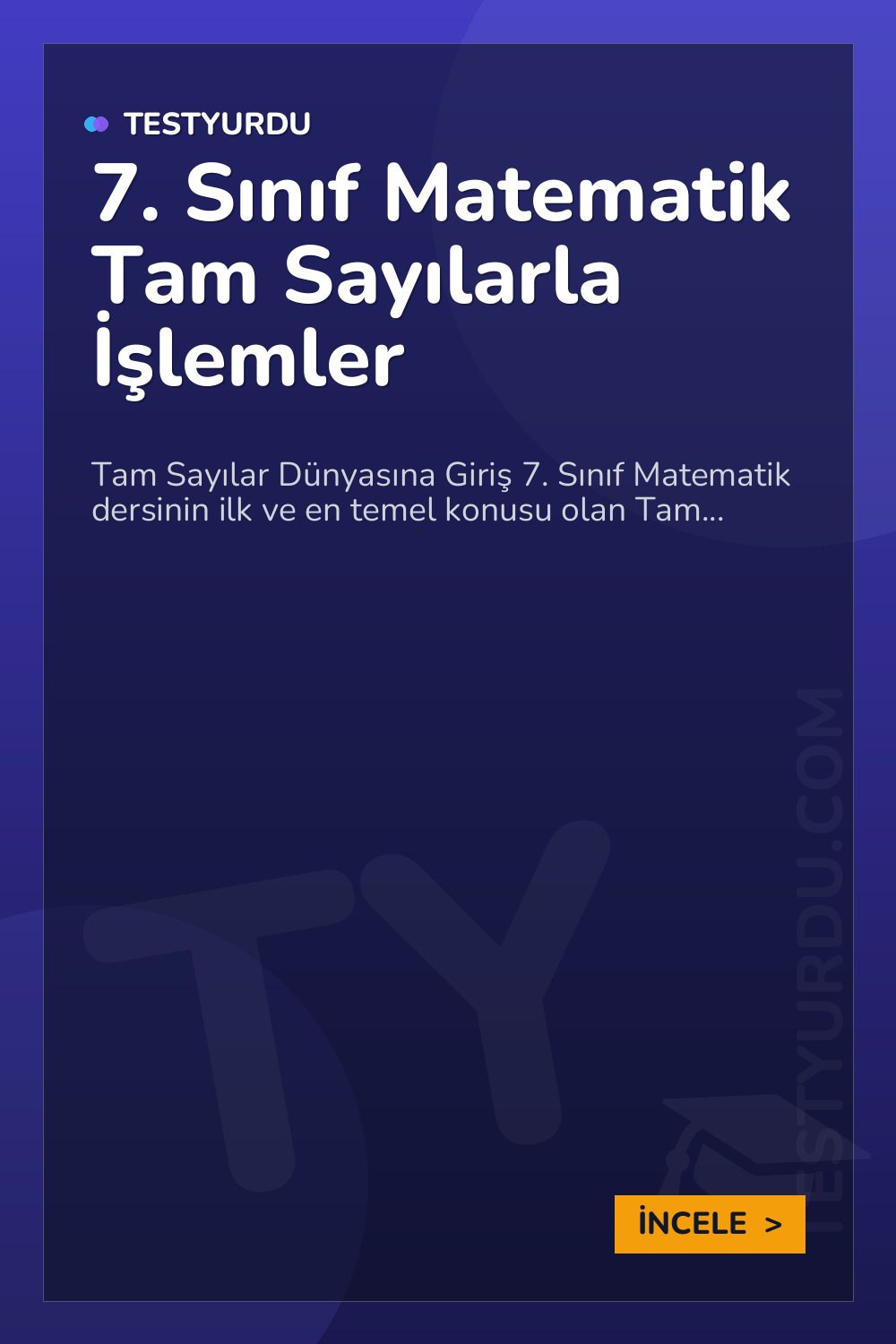 7. Sınıf Matematik Tam Sayılarla İşlemler