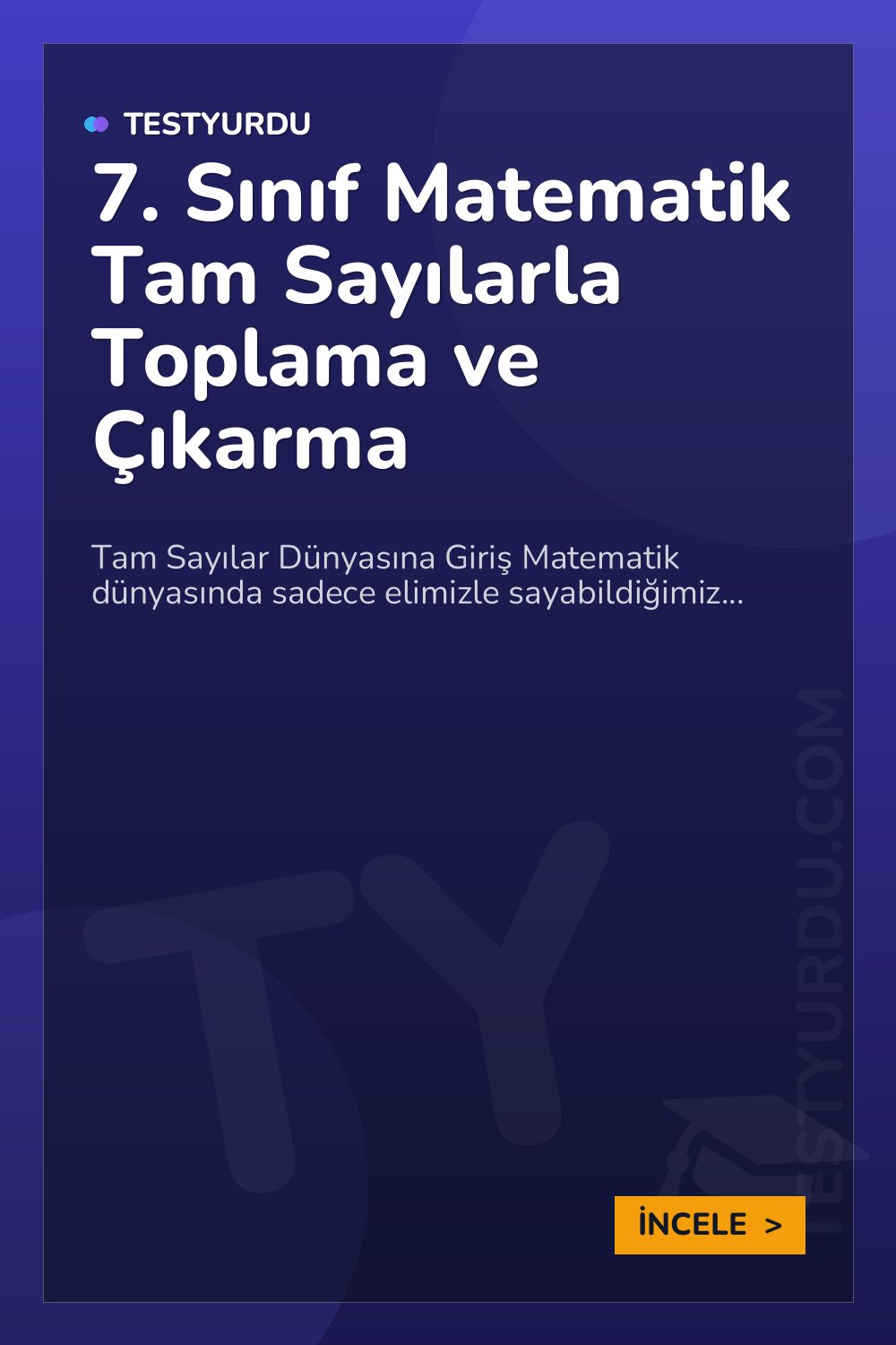 7. Sınıf Matematik Tam Sayılarla Toplama ve Çıkarma