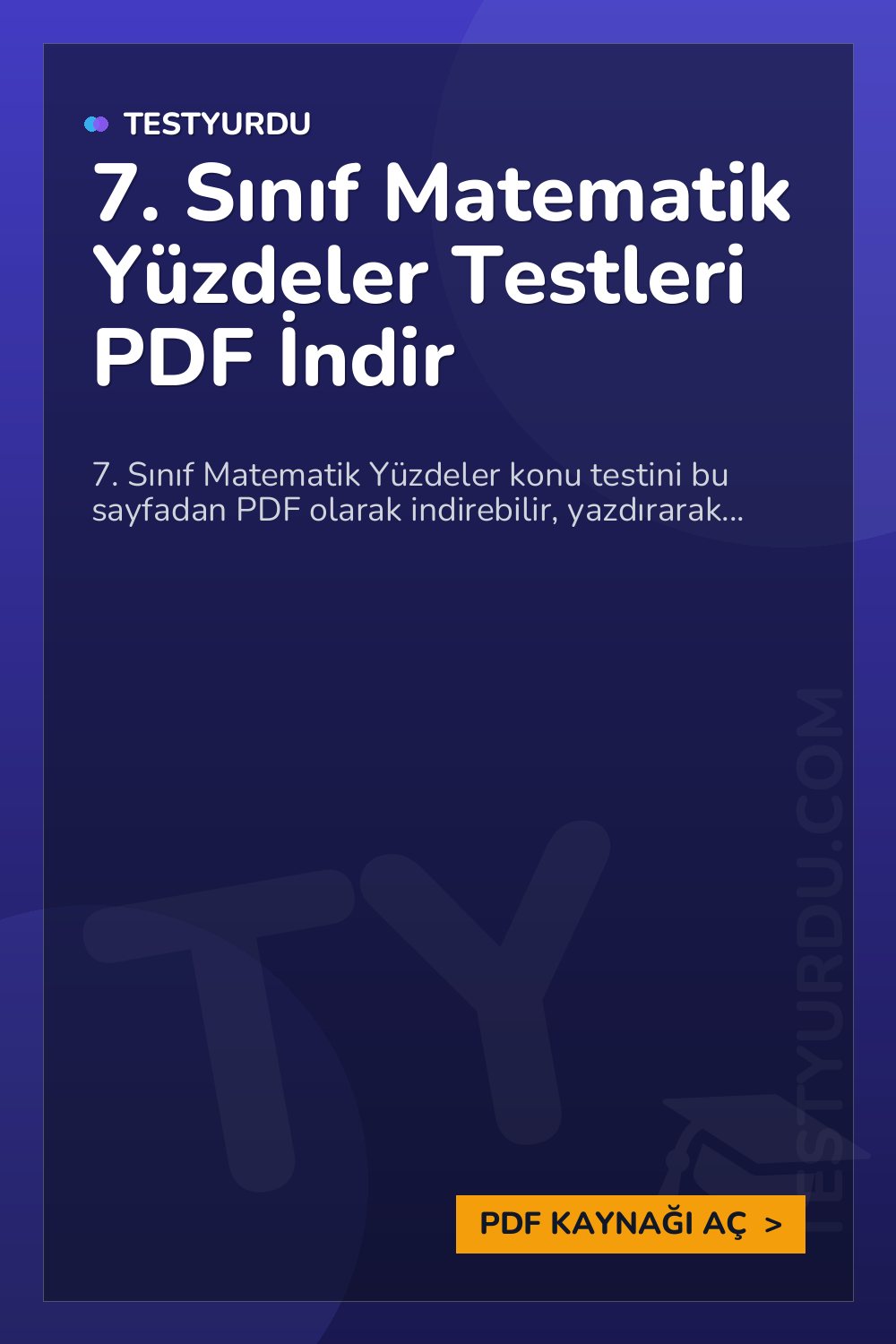 7. Sınıf Matematik Yüzdeler Testleri PDF İndir