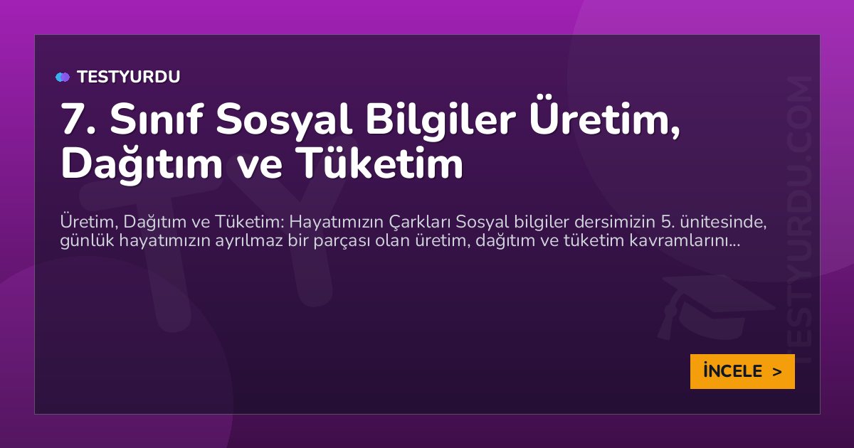 7. Sınıf Sosyal Bilgiler Üretim, Dağıtım ve Tüketim