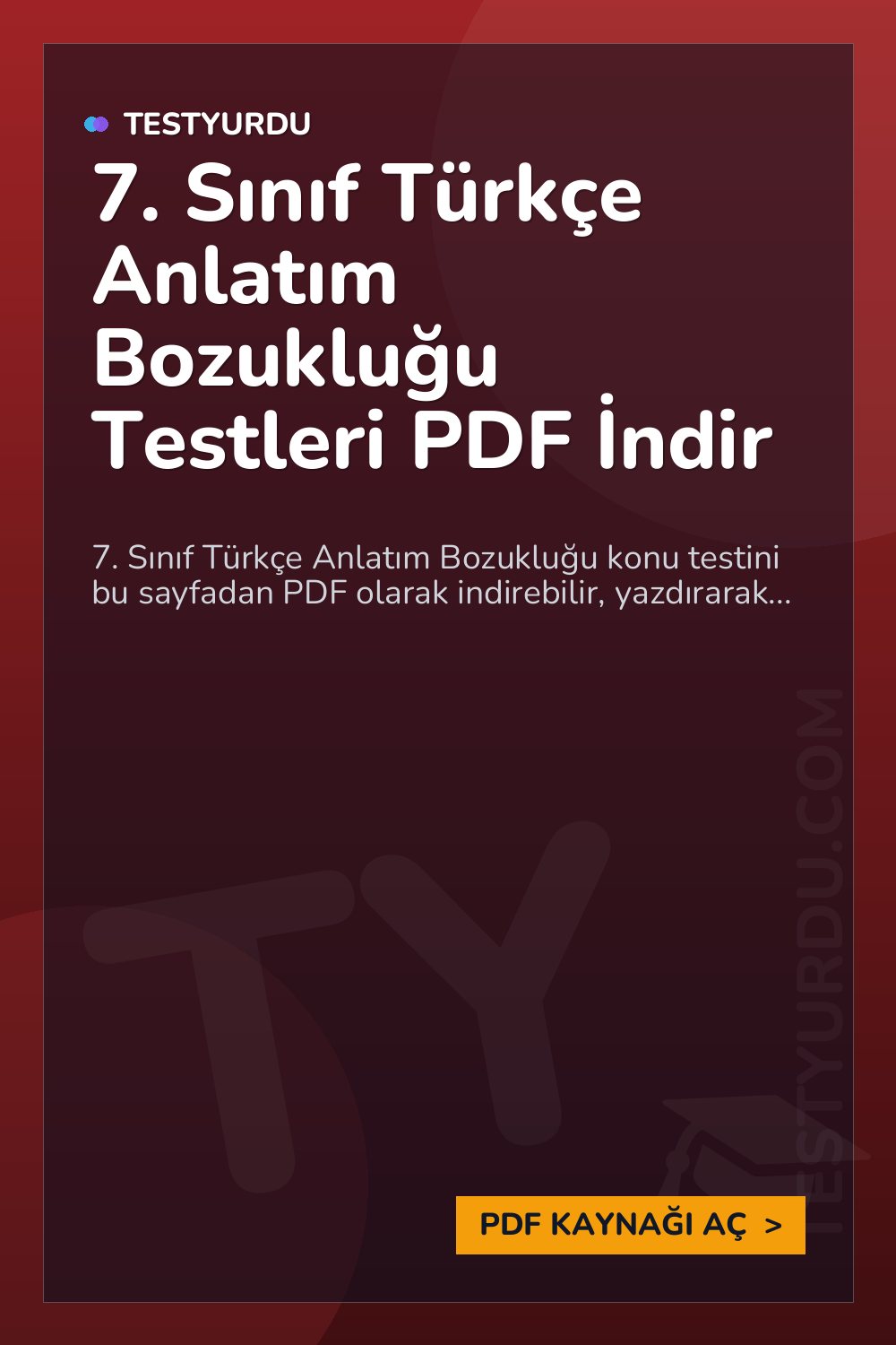 7. Sınıf Türkçe Anlatım Bozukluğu Testleri PDF İndir
