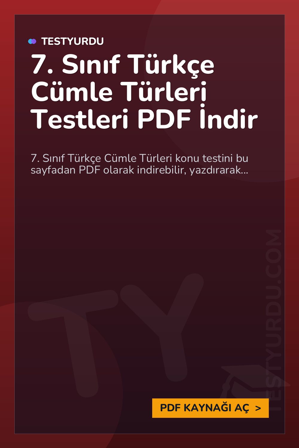 7. Sınıf Türkçe Cümle Türleri Testleri PDF İndir