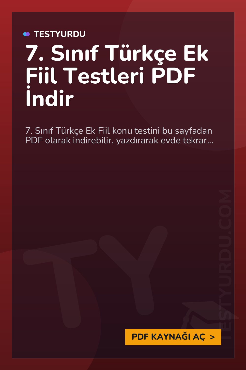 7. Sınıf Türkçe Ek Fiil Testleri PDF İndir