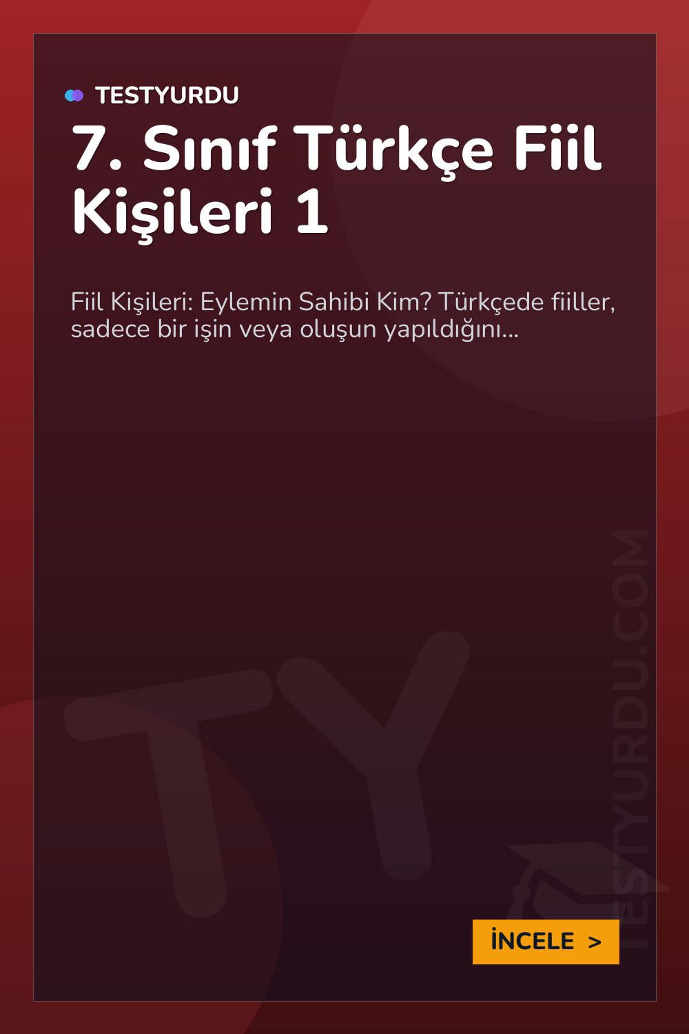 7. Sınıf Türkçe Fiil Kişileri 1