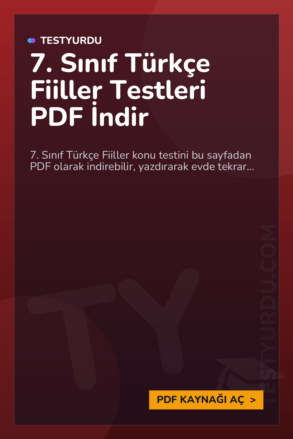 7. Sınıf Türkçe Fiiller Testleri PDF İndir