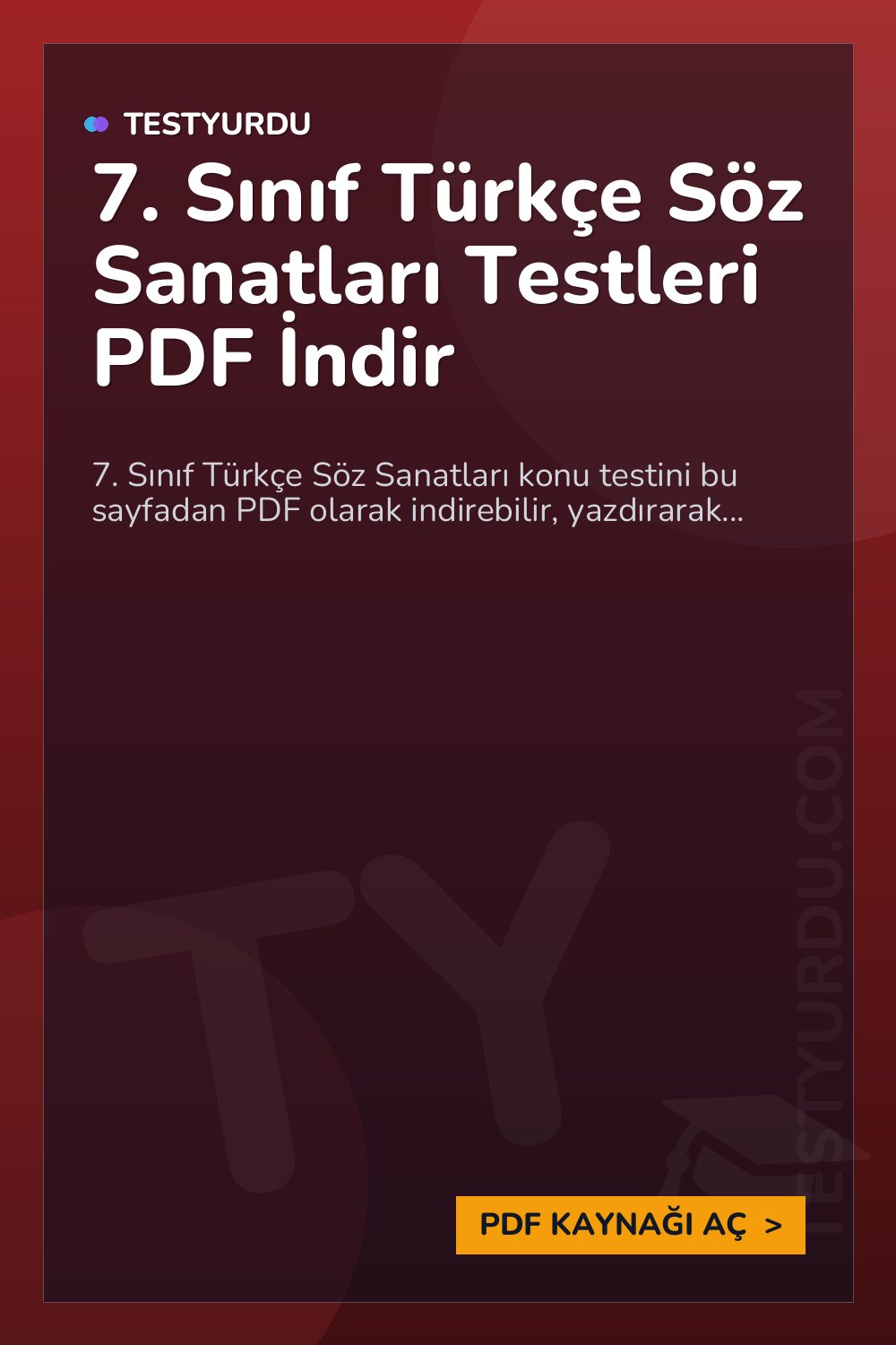 7. Sınıf Türkçe Söz Sanatları Testleri PDF İndir