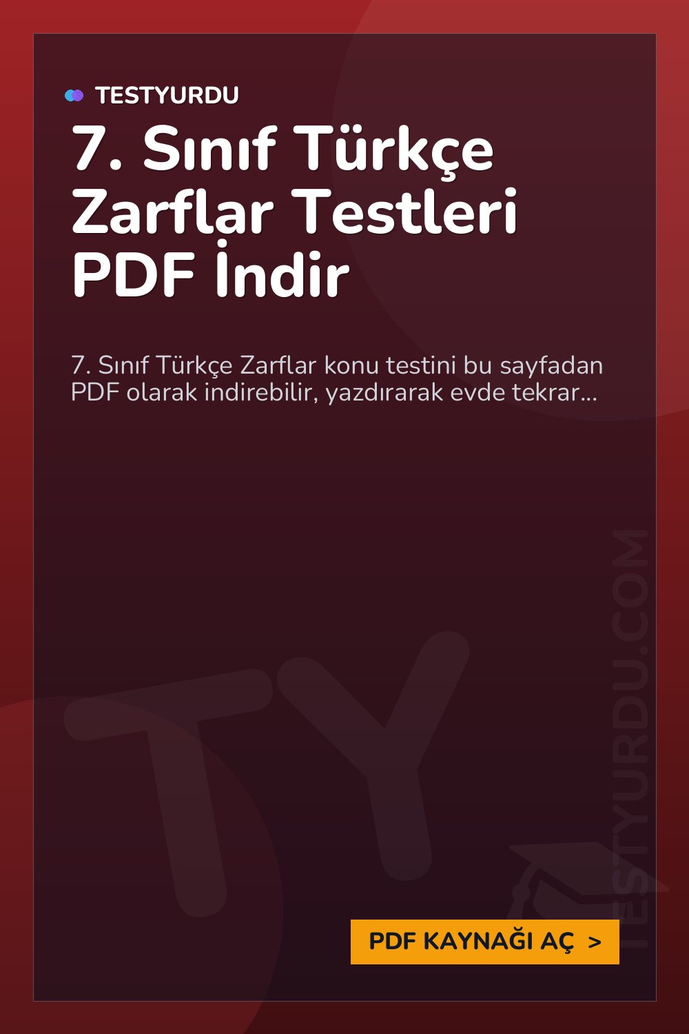 7. Sınıf Türkçe Zarflar Testleri PDF İndir