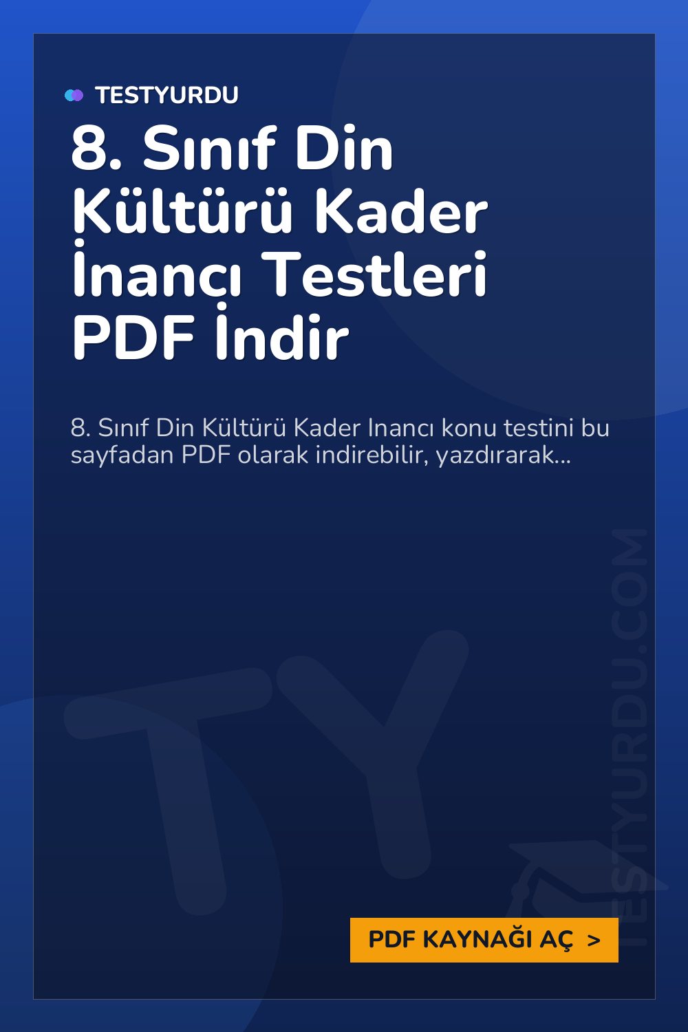 8. Sınıf Din Kültürü Kader İnancı Testleri PDF İndir