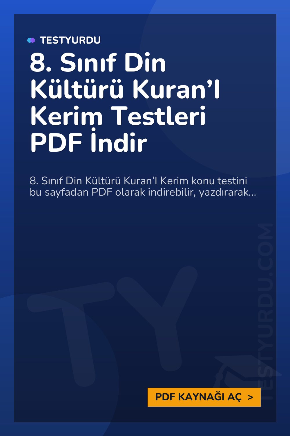 8. Sınıf Din Kültürü Kuran’I Kerim Testleri PDF İndir
